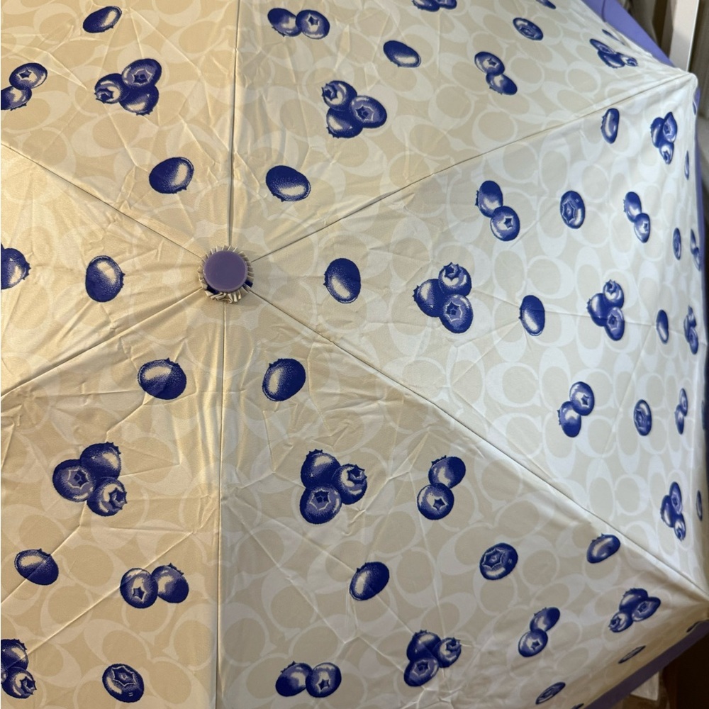 🫐Coach Mini Umbrella In Signature Blueberry Print UV Protection - Picture 7 of 9